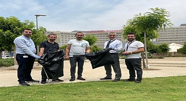Adana'da hastane bahçesinde temizlik yapıldı