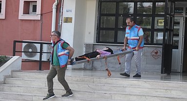 Okullarda yangın anı tahliye tatbikatı