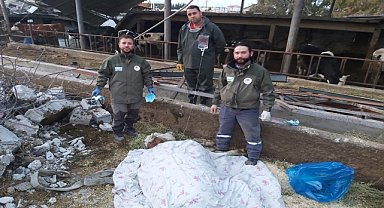 Ahırdaki büyükbaş hayvan 15 gün sonra kurtarıldı