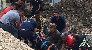 Üzerine beton blok devrilen işçi yaralandı
