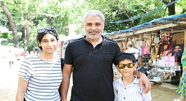 sıcak havadan bunalanlar Harbiye Şelalesi'nde serinledi
