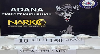 Adana'da 10 kilo 150 gram metamfetamin ele geçirildi