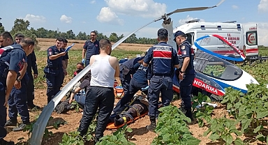 Jandarma cayrokopteri araziye sert iniş yaptı