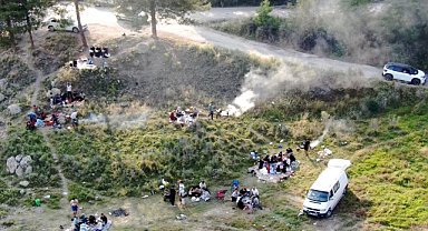 Piknikçiler orman yangınlarına karşı dronla uyarıldı