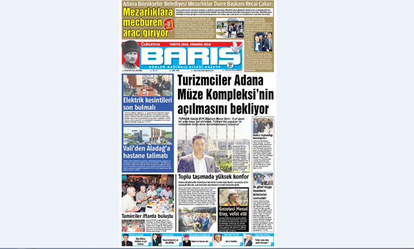 Ç. BARIŞ GAZETESİ 29.06.2016 TARİHLİ 1. SAYFA