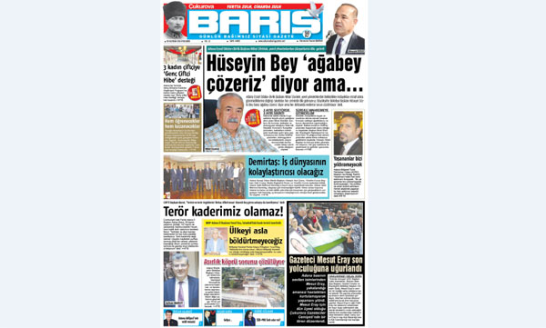 Ç. BARIŞ GAZETESİ 30.06.2016 TARİHLİ 1. SAYFA
