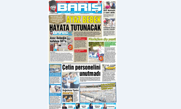 Ç. BARIŞ GAZETESİ 09.07.2016 TARİHLİ 1. SAYFA