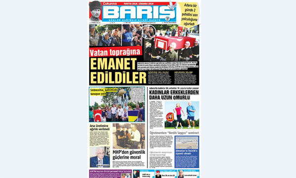Ç. BARIŞ GAZETESİ 12.07.2016 TARİHLİ 1. SAYFA