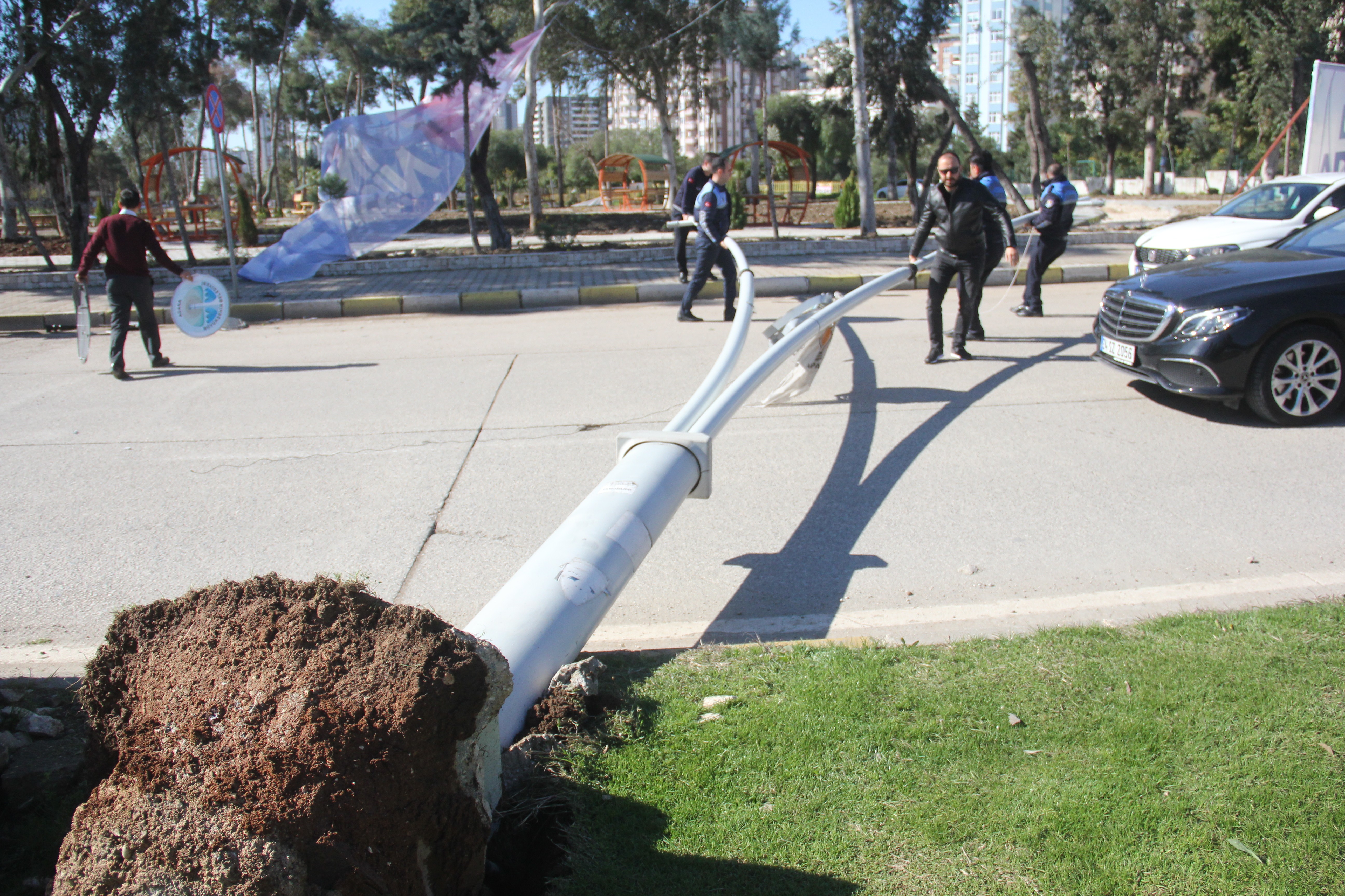 Adana'da rüzgar ağaçları, direkleri devirdi