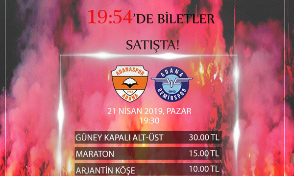 Adana Derbisinin bilet fiyatları belli oldu
