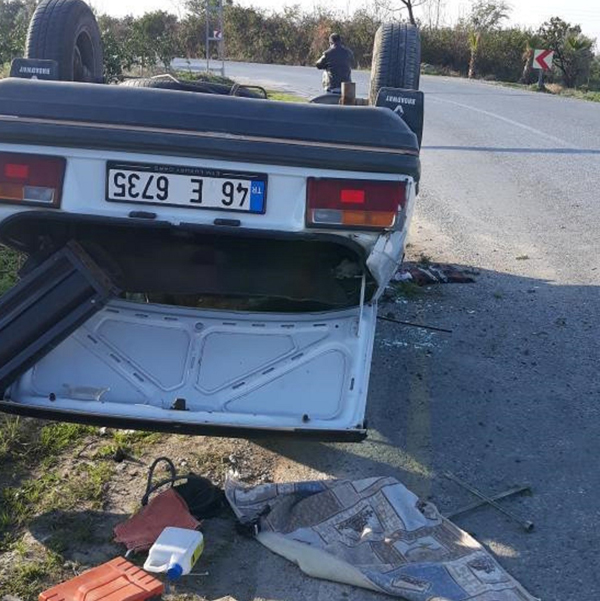 Takla atan otomobilin sürücüsü yaralandı