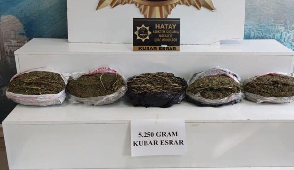 Araziye saklanmış 5 kilo esrar ele geçirildi