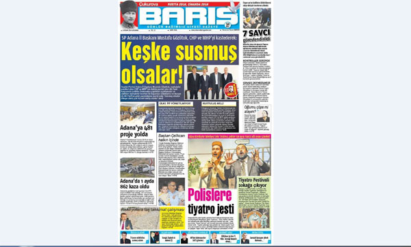 BARIŞ GAZETESİ 13.04.2016 TARİHLİ 1. SAYFA
