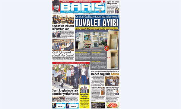 ÇUKUROVA BARIŞ 30.04.2016 TARİHLİ 1. SAYFA