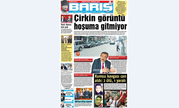 ÇUKUROVA BARIŞ GAZETESİ 14.05.2016 TARİHLİ 1. SAYFA