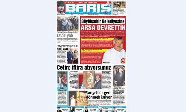 Ç. BARIŞ GAZETESİ 16.05.2016 TARİHLİ 1. SAYFA