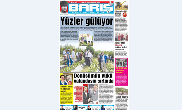 ÇUKUROVA BARIŞ GAZETESİ 18.05.2016 TARİHLİ 1. SAYFA