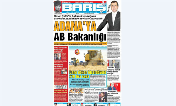 Ç. BARIŞ GAZETESİ 25.05.2016 TARİHLİ 1. SAYFA