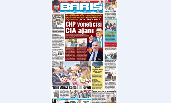 Ç. BARIŞ GAZETESİ 26.05.2016 TARİHLİ 1. SAYFA