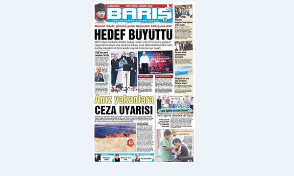 ÇUKUROVA BARIŞ GAZETESİ 27.05.2016 TARİHLİ 1. SAYFA