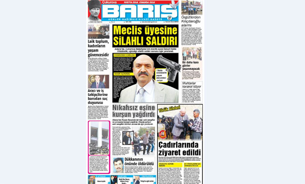 ÇUKUROVA BARIŞ GAZETESİ 28.05.2016 TARİHLİ 1. SAYFA