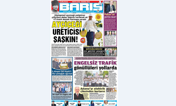 Ç. BARIŞ GAZETESİ 10.06.2016 TARİHLİ 1. SAYFA