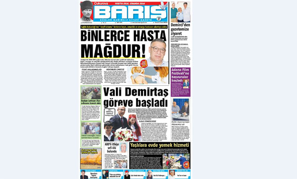 Ç. BARIŞ GAZETESİ 14.06.2016 TARİHLİ 1. SAYFA