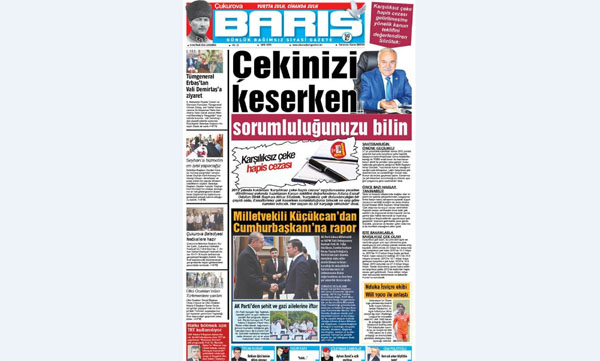 Ç. BARIŞ GAZETESİ 15.06.2016 TARİHLİ 1. SAYFA