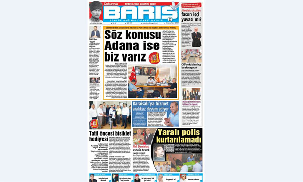 Ç. BARIŞ GAZETESİ 17.06.2016 TARİHLİ 1. SAYFA