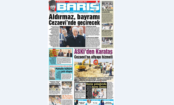 Ç.BARIŞ GAZETESİ 18.06.2016 TARİHLİ 1. SAYFA