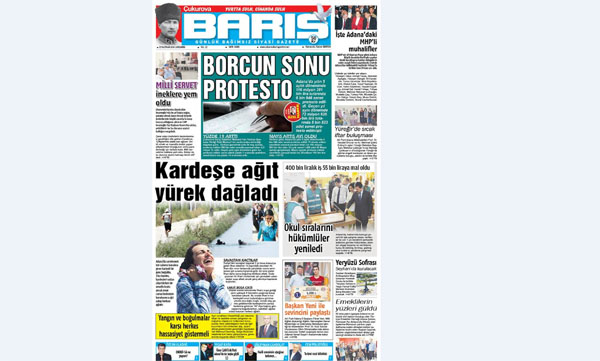 Ç. BARIŞ GAZETESİ 22.06.2016 TARİHLİ 1. SAYFA
