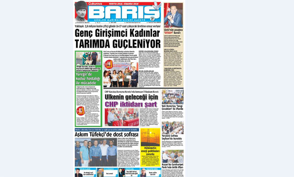 Ç. BARIŞ GAZETESİ 25.06.2016 TARİHLİ 1. SAYFA